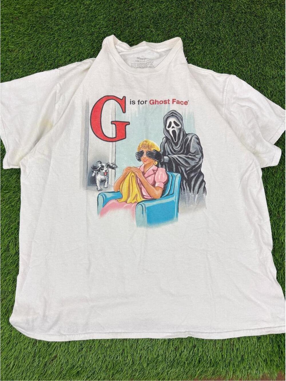 Ghost Face Graphic T-Shirt White Horror Movie Tee